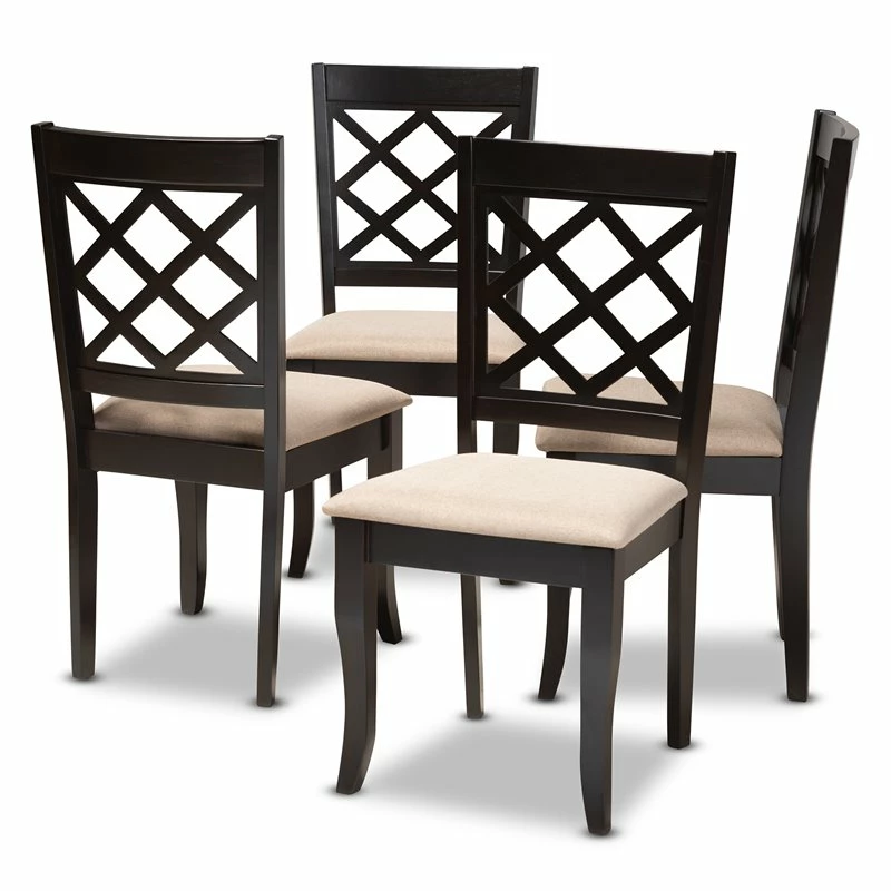Budget 🌟 Baxton Studio Verner Wood Dining Chair In Sand And Espresso - Set Of 4 🎉 3 Budget 🌟 Baxton Studio Verner Wood Dining Chair In Sand And Espresso - Set Of 4 🎉
