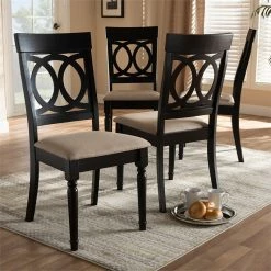 Promo 🌟 Baxton Studio Lucie Wood Dining Chair In Sand And Espresso - Set Of 4 ⌛ -Cheap Office Chairs Store 1951188 1 L
