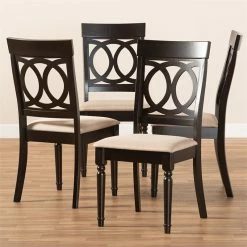 Promo 🌟 Baxton Studio Lucie Wood Dining Chair In Sand And Espresso - Set Of 4 ⌛ -Cheap Office Chairs Store 1951188 3 L