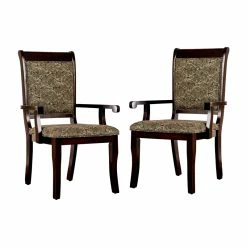 Outlet ๐ Furniture Of America Lucille Wood Padded Dining Arm Chair In Cherry (Set Of 2) โญ