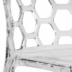 Buy 🎉 LeisureMod Dynamic Plastic Dining Side Chair Honeycomb Design In Clear Set Of 4 ⌛ -Cheap Office Chairs Store 1957525 5 L