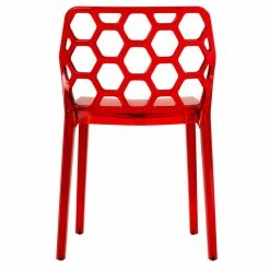 Cheapest 🧨 LeisureMod Dynamic Plastic Dining Side Chair Honeycomb Design In Red 🔔 -Cheap Office Chairs Store 1957529 3 L