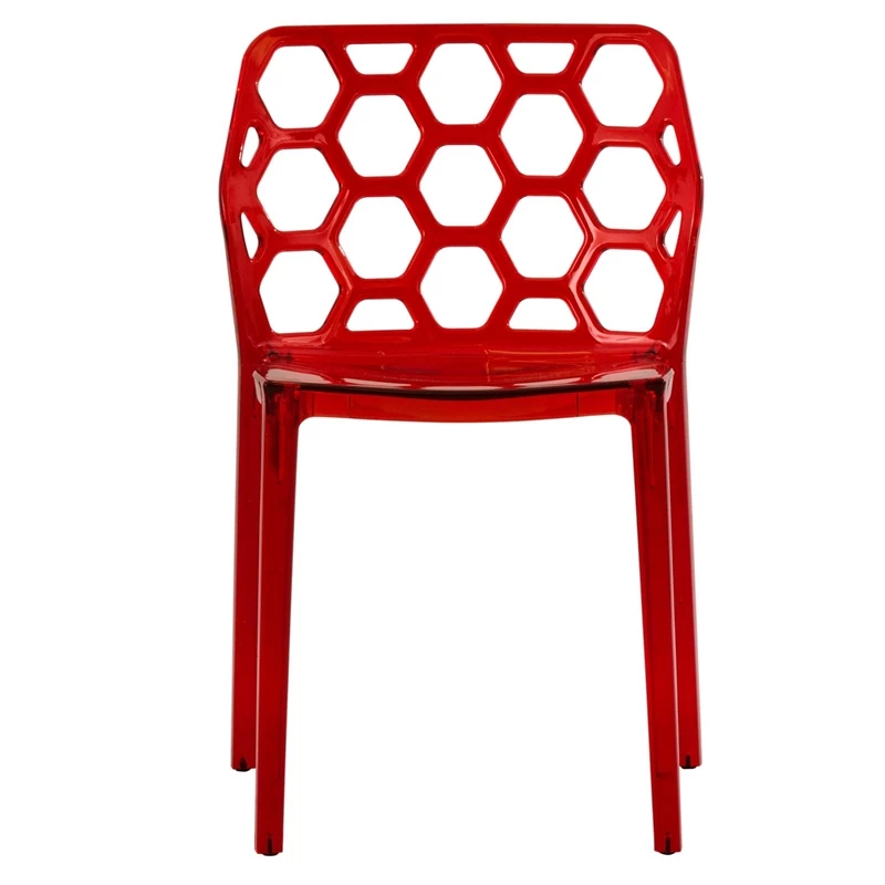 Outlet ✨ LeisureMod Dynamic Plastic Dining Side Chair Honeycomb Design In Red Set Of 4 ❤️ 5 Outlet ✨ LeisureMod Dynamic Plastic Dining Side Chair Honeycomb Design In Red Set Of 4 ❤️ - Image 3