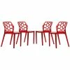 Outlet ✨ LeisureMod Dynamic Plastic Dining Side Chair Honeycomb Design In Red Set Of 4 ❤️ -Cheap Office Chairs Store 1957531 L