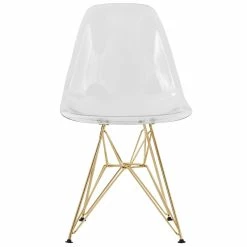 Flash Sale 🔔 LeisureMod Cresco Modern Gold Eiffel Base Dining Side Chair In Clear 🥰 -Cheap Office Chairs Store 1958703 1 L