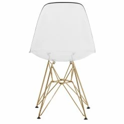 Flash Sale 🔔 LeisureMod Cresco Modern Gold Eiffel Base Dining Side Chair In Clear 🥰 -Cheap Office Chairs Store 1958703 3 L