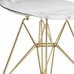 Flash Sale 🔔 LeisureMod Cresco Modern Gold Eiffel Base Dining Side Chair In Clear 🥰 -Cheap Office Chairs Store 1958703 4 L