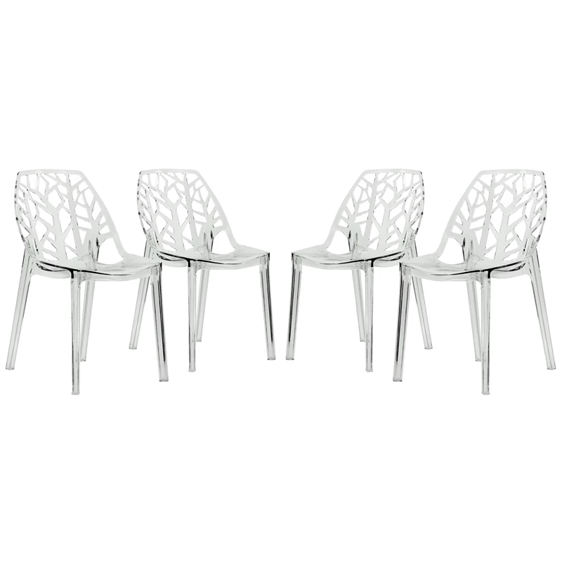Best Sale 🛒 LeisureMod Cornelia Modern Plastic Dining Side Chair In Clear (Set Of 4) 👏 3 Best Sale 🛒 LeisureMod Cornelia Modern Plastic Dining Side Chair In Clear (Set Of 4) 👏