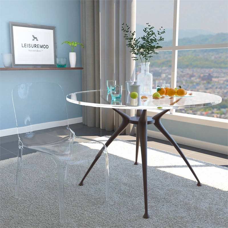 New ๐ LeisureMod Murray Mid-Century Modern Dining Side Chair In Clear ๐งจ 4 New ๐ LeisureMod Murray Mid-Century Modern Dining Side Chair In Clear ๐งจ - Image 2