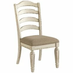 Buy 👍 Ashley Furniture Realyn Ladderback Dining Side Chair In Chipped White 😀