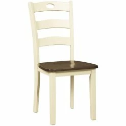 Discount 😍 Ashley Furniture Woodanville Dining Side Chair In Cream And Brown 🧨