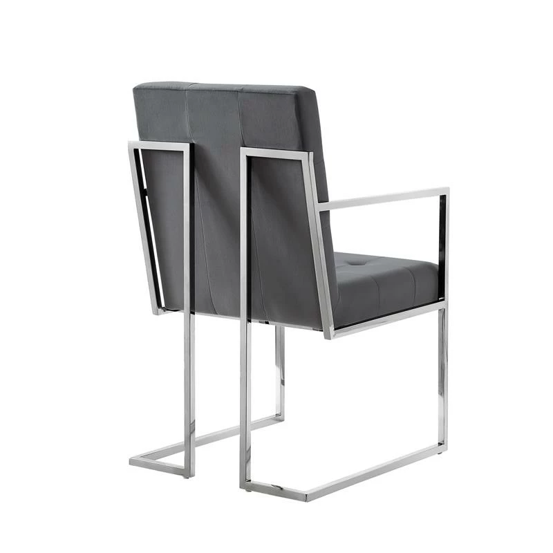 Promo 👍 Posh Living Evan Button Tufted Velvet Dining Chair Gray/Chrome (Set Of 2) ❤️ 5 Promo 👍 Posh Living Evan Button Tufted Velvet Dining Chair Gray/Chrome (Set Of 2) ❤️ - Image 3