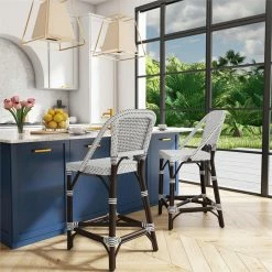 Best Sale 😍 Butler Specialty Company Butler Specialty Solstice Rattan Counter Stool In White And Chocolate 😀 -Cheap Office Chairs Store 1969956 9 L