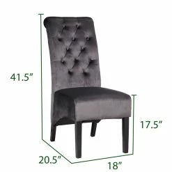 Best deal 🧨 Galaxy Home Furnishings Lucy 2 Piece Wood Legs Dinning Chair Finish With Velvet Fabric In Dark Gray 👍 -Cheap Office Chairs Store 1970812 10 L
