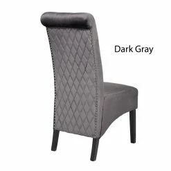 Best deal 🧨 Galaxy Home Furnishings Lucy 2 Piece Wood Legs Dinning Chair Finish With Velvet Fabric In Dark Gray 👍 -Cheap Office Chairs Store 1970812 5 L