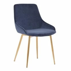 Flash Sale 👍 Armen Living Heidi Blue Velvet Dining Accent Chair 🌟