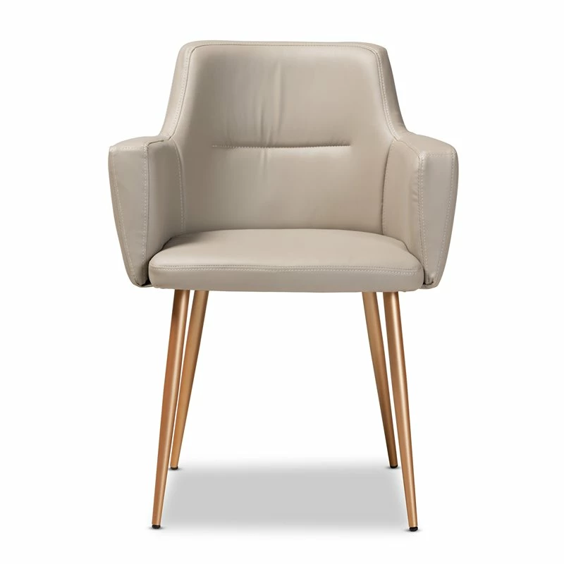 Wholesale ๐งจ Baxton Studio Martine Beige Upholstered Gold Metal Dining Chair ๐ 4 Wholesale ๐งจ Baxton Studio Martine Beige Upholstered Gold Metal Dining Chair ๐ - Image 2