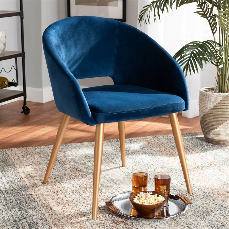 Deals 🥰 Baxton Studio Vianne Velvet Metal Dining Chair In Navy Blue 😀 9 Deals 🥰 Baxton Studio Vianne Velvet Metal Dining Chair In Navy Blue 😀 - Image 7