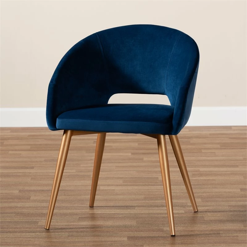 Deals 🥰 Baxton Studio Vianne Velvet Metal Dining Chair In Navy Blue 😀 10 Deals 🥰 Baxton Studio Vianne Velvet Metal Dining Chair In Navy Blue 😀 - Image 8
