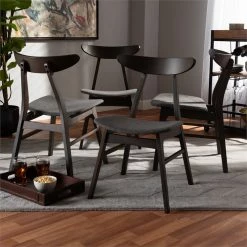 Brand new 👍 Baxton Studio Britte Dark Oak Wood Dining Chairs In Dark Gray - Set Of 4 ❤️ -Cheap Office Chairs Store 1975593 2 L