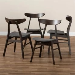 Brand new 👍 Baxton Studio Britte Dark Oak Wood Dining Chairs In Dark Gray - Set Of 4 ❤️ -Cheap Office Chairs Store 1975593 3 L