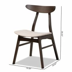 Flash Sale ❤️ Baxton Studio Britte Dark Oak Wood Dining Chairs In Beige - Set Of 4 🔔 -Cheap Office Chairs Store 1975594 4 L