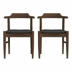 Best Sale ✔️ Ashcroft Kathy Mid-Century Modern Faux Leather Dining Chair In Black (Set Of 2) 👍