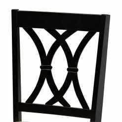 Outlet ⭐ Set Of 2 Baxton Studio Reneau Sand Upholstered Espresso Wood Dining Chairs 💯 -Cheap Office Chairs Store 1977997 3 L