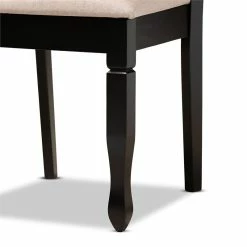 Outlet ⭐ Set Of 2 Baxton Studio Reneau Sand Upholstered Espresso Wood Dining Chairs 💯 -Cheap Office Chairs Store 1977997 4 L