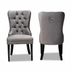 Deals 🥰 Set Of 2 Baxton Studio Remy Grey Velvet Upholstered Espresso Wood Dining Chairs 🔥 -Cheap Office Chairs Store 1978000 1 L