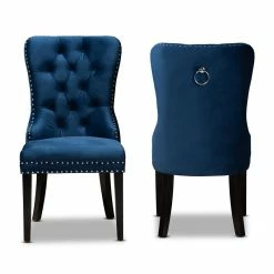 Budget 🤩 Baxton Studio Remy Velvet Wood Dining Chairs In Navy Blue (Set Of 2) 🛒 -Cheap Office Chairs Store 1978001 1 L