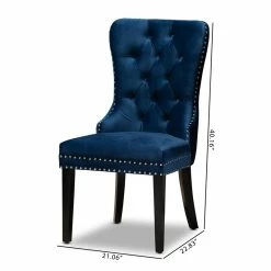 Budget 🤩 Baxton Studio Remy Velvet Wood Dining Chairs In Navy Blue (Set Of 2) 🛒 -Cheap Office Chairs Store 1978001 8 L