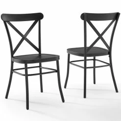 New 🌟 Crosley Furniture Crosley Camille Metal X Back Dining Side Chair In Matte Black (Set Of 2) 🔥 -Cheap Office Chairs Store 1978881 2 L