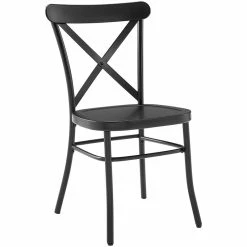 New 🌟 Crosley Furniture Crosley Camille Metal X Back Dining Side Chair In Matte Black (Set Of 2) 🔥 -Cheap Office Chairs Store 1978881 4 L