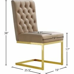 New 🎉 Meridian Furniture Cameron 17"H Velvet Dining Chair In Beige (Set Of 2) ⌛ -Cheap Office Chairs Store 1979901 7 L