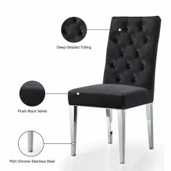 Best deal 🎁 Meridian Furniture Juno 19.5"H Velvet Dining Chair In Black (Set Of 2) ❤️ -Cheap Office Chairs Store 1979948 6 L