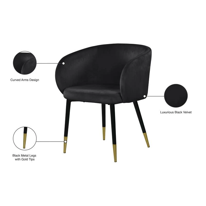 Buy ๐ Meridian Furniture Louise Velvet Dining Chair In Black ๐ 6 Buy ๐ Meridian Furniture Louise Velvet Dining Chair In Black ๐ - Image 4
