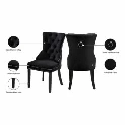 Flash Sale ✔️ Meridian Furniture Nikki 19.5"H Velvet Dining Chair In Black (Set Of 2) 🔥 -Cheap Office Chairs Store 1979979 6 L