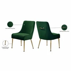 Brand new 🥰 Meridian Furniture Owen 19.5"H Velvet Dining Chair In Green (Set Of 2) ✨ -Cheap Office Chairs Store 1979989 6 L