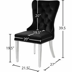 Wholesale 🥰 Meridian Furniture Carmen 19.5"H Velvet Dining Chair In Black (Set Of 2) 👏 -Cheap Office Chairs Store 1979990 5 L