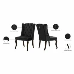 Best Pirce ⭐ Meridian Furniture Suri 20"H Velvet Dining Chair In Black (Set Of 2) 🥰 -Cheap Office Chairs Store 1980063 6 L