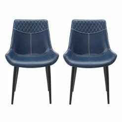 Discount ❤️ Linon Mabry Upholstered Set Of Two Dining Chairs In Blue 🎁 -Cheap Office Chairs Store 1984803 2 L