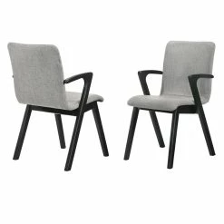 Best deal ✨ Armen Living Varde Dining Accent Chair With Black Finish And Grey Fabric Set Of 2 👏