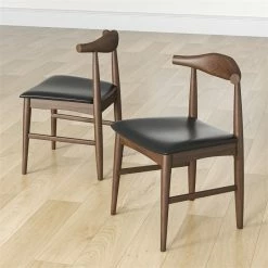 Brand new ⌛ Ashcroft Silas Mid-Century Modern Faux Leather Dining Chair In Black (Set Of 2) ✔️ -Cheap Office Chairs Store 1989806 14 L