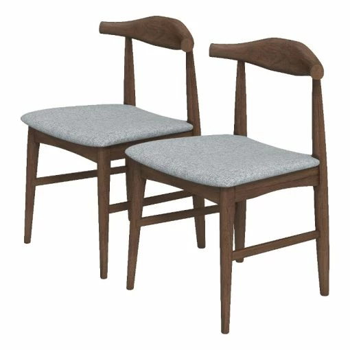 Best Sale 🤩 Ashcroft Silas Mid Century Modern Fabric Dining Chair In Grey (Set Of 2) ⭐ -Cheap Office Chairs Store 1989807 13 L