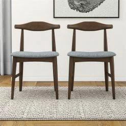 Best Sale 🤩 Ashcroft Silas Mid Century Modern Fabric Dining Chair In Grey (Set Of 2) ⭐ -Cheap Office Chairs Store 1989807 16 L