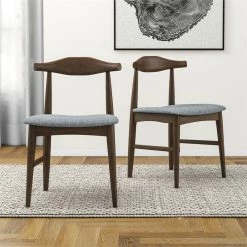 Best Sale 🤩 Ashcroft Silas Mid Century Modern Fabric Dining Chair In Grey (Set Of 2) ⭐ -Cheap Office Chairs Store 1989807 17 L