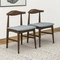 Best Sale 🤩 Ashcroft Silas Mid Century Modern Fabric Dining Chair In Grey (Set Of 2) ⭐ -Cheap Office Chairs Store 1989807 18 L