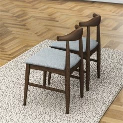 Best Sale 🤩 Ashcroft Silas Mid Century Modern Fabric Dining Chair In Grey (Set Of 2) ⭐ -Cheap Office Chairs Store 1989807 20 L