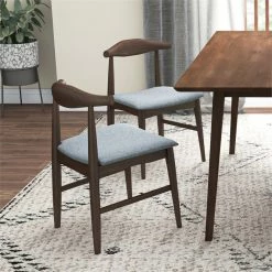 Best Sale 🤩 Ashcroft Silas Mid Century Modern Fabric Dining Chair In Grey (Set Of 2) ⭐ -Cheap Office Chairs Store 1989807 21 L
